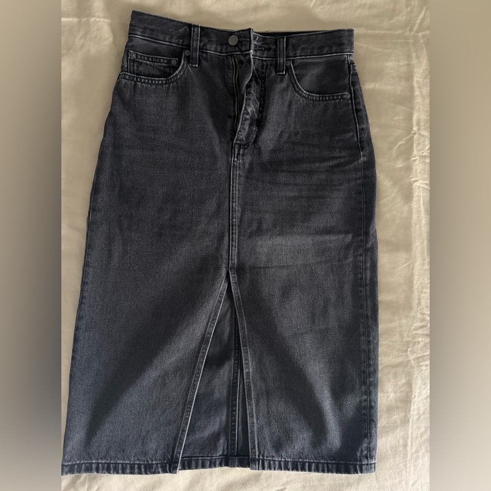 Denim Forum midi denim skirt.